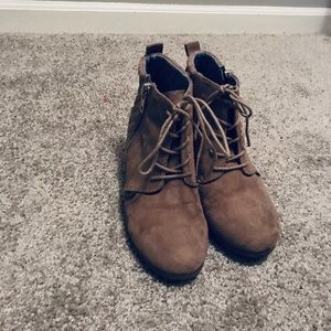 Suede zip-up ankle booties